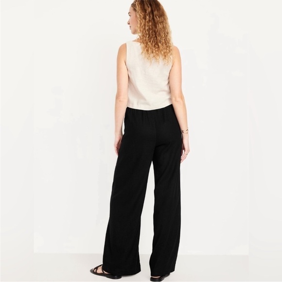 NEW! OLD NAVY Black High-Waisted Linen-Blend Super Wide-Leg Pants - #683365 🌹 - Picture 3 of 10